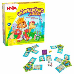 HABA Brettspiel  Würfelkönig Junior, 4x Burghöfe, 40x Spielkarten, 4x Kronen, 4x Würfel,, inklusive Spielanleitung, ab 4 Jahren HABA SALES