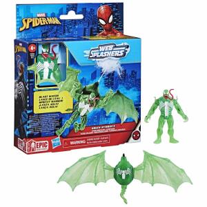 SPIDER-MAN VENOM WEB  Splashers Vehicle, bewegliche Spielfigur 10cm, Green Symbiote Flügel Splasher,, ab 4 Jahren, Hasbro HASBRO EUROPEAN