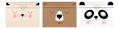 Sammelmappe A4 - Gummizug Zeichenmappe für Kinder - aus Starkem Karton - Soft-Touch - Innen und Außen Bedruckt - Lustige Form - 3 Motive Sortiert: Katze + Bär + Panda - 10er Pack