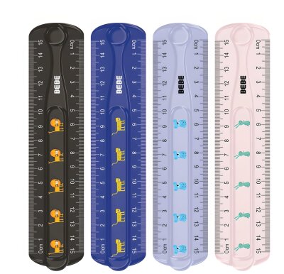 4x Interdruk Flexibles biegsames Lineal 15cm BeBe Kinder in 4 Motiven