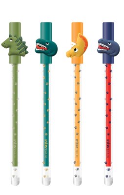 Interdruk 4x Radierbarer Kugelschreiber mit Kappe Dinosaurier 4 Motive