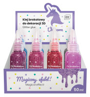 6x Interdruk Glitzerkleber 3D Einhorn in 6 Glitterfarben a 50ml