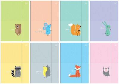 10x Interdruk Sammelmappe mit Gummiband A4+ BeBe Kids Pastellfarben