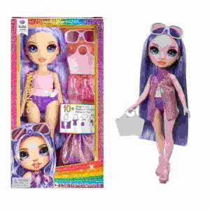 Rainbow High Swim & Style  Fashion Doll- Violet, Bademodepuppe mit Accessoires wie Handtuch, Schuhe,, Sonnenbrille und Handtasche, ab 4 Jahren,, MGA