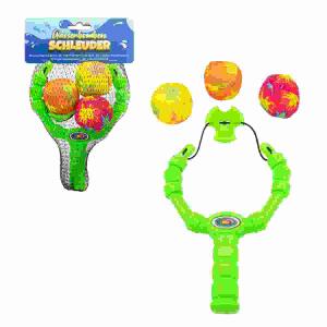 Wasserball Schleuder-Set  3 Wasserbomben D5cm, blau, pink, grün, orange