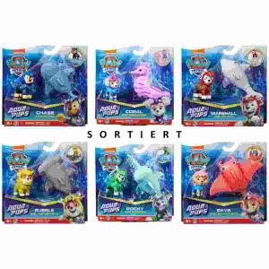 PAW Patrol Aqua Pups  Hero Pups, 6fach sortiert,, Inhalt: 1xWelpenfigur im Taucheranzug, 1xMeerestier,, 20,32x5,4x19,05cm, ab 3 Jahren
