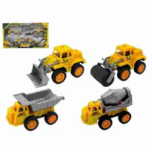 Baufahrzeuge-Set 11cm  Friktion gelb 4er, ab 3 Jahren,, B&G