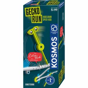 Kugelbahn Gecko Run  Erweiterung Speed Kick, Inhalt: 1 Speed Kick, 1 Kreisadapter, 3 Tracks, 6 Adapter,, 1 Track Bridge, 1 Track Turn, 2 Kugeln, 8 Nano-Haftpads,, farbig illustrierte Anleitung, ab 8 Jahren,, KOSMOS
