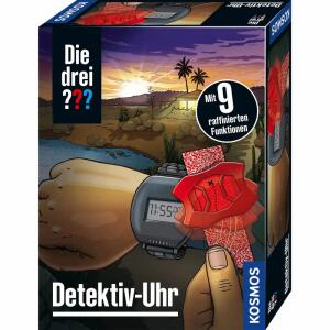Die drei ??? Detektiv-Uhr  Agenten Ausrüstung, Uhr mit Datumsanzeige, Wecker, Stoppuhr, Zeitzonen, Lupe,, Rotfolie und Block, Taschenlampe, Geheimkapseln und, Alarmanlage, illustrierte Anleitung, ab 8 Jahren,, KOSMOS