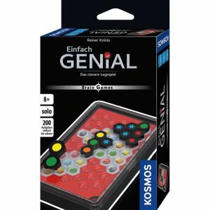 Legespiel Einfach Genial  Solospiel Brain Games, Inhalt: 1 Box, 15 Legeteile, 25 Aufgabenkarten mit 200, Leveln, 1 Anleitung mit Lösungen, ab 8 Jahren,, KOSMOS