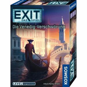 EXIT Das Spiel Die  Venedig-Verschwörung, Inhalt: 93 Karten, 1 Decodier-Scheibe, 9 seltsame Teile, 1, Buch, 1 Anleitung, ab 12 Jahren,, KOSMOS