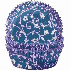 Backförmchen 50x25mm 60er  Classico little blau/weiß, ideal für Kindergeburtstage und Partys,, geeignet zum Backen von Muffins im Backofen,, backfest bis 220°C, fettdicht, lebensmittelecht,, dekorativ Demmler