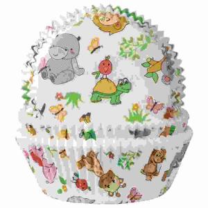 Backförmchen 50x25mm 60er  Tierwelt, ideal für Kindergeburtstage und Partys,, geeignet zum Backen von Muffins im Backofen,, backfest bis 220°C, fettdicht, lebensmittelecht,, dekorativ Demmler