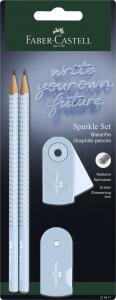 Faber Castell Bleistiftset Sparkle 2 Bleist B Rad+Sp blue