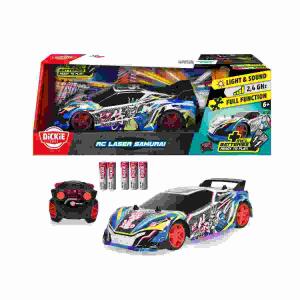 DICKIE TOYS RC Auto  Laser Samurai, 2-Kanal Fernsteuerung, 2,4 GHz, mit zuschaltbarem LED Licht, unter dem Body, 3 Sounds + Mute, Geschwindigkeit bis 9, km/h, Maßstab 1:20, Länge 22 cm,, ab 6 Jahren,, Simba
