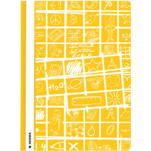 Schnellhefter A4 PP Folie Schoolydoo gelb, Vorderdeckel mit Motiv,