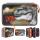 Federtasche Dino World  ROAR 3-Fach, gefüllt mit 18 Bunt- und Filzstiften, 2 Bleistiften,, Radierer, Anspitzer, Lineal, Schere, Klebestift,, Material: 100% PES, Besatz: 100% PU
