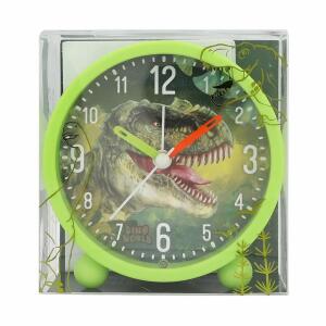 Wecker Dino World grün  lautlose Zeiger, Lichtfunktion auf Knopfdruck,, 1x AA 1,5V Batterie enthalten,, Depesche