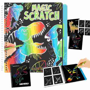 Dino World Magic Scratch  Book, 20 Blätter, mitgelieferter Stift