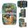 Federtasche Dino World  DANGER 3-Fach, gefüllt mit 18 Bunt- und Filzstiften, 2 Bleistiften, Lineal,, Radierer, Anspitzer, Schere, Klebestift, Klett-Tasche,, Material: 100% Polyester