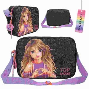 Umhängetasche TOPModel  NIGHT LIGHT, mit verstellbarem Tragegurt, Innentasche mit Reißverschluss,, separater Einstecktasche, HAPPY-Anhänger,, Material: 100% Polyester,, Depesche