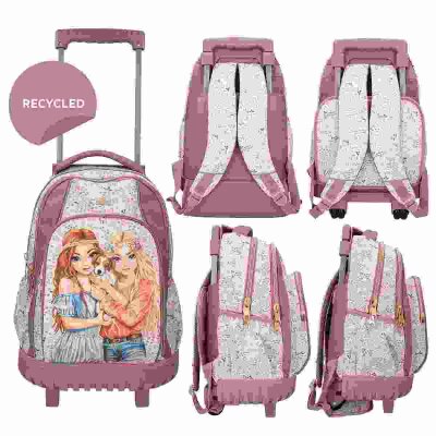 Schulrucksack TOPModel  Trolley VELO FLEUR, 25x32x52cm, mit 2 Rädern, Teleskopgriff (86cm),, gepolsterten Tragegriffen,, verstellbaren Schultergurten, 3 Fächern, Material: 100% PES