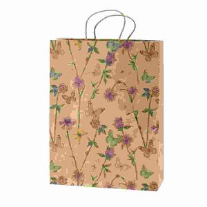 Geschenktasche Aquarell  Wiese B/H/T: 32x42x11cm, Kraftpapier
