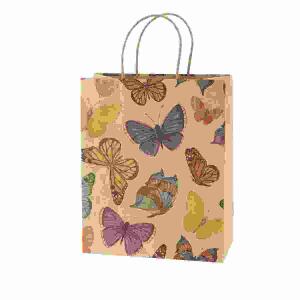 Geschenktasche  Schmetterlinge 26x32x12cm,  B/H/T: 26x32x12cm, Kraftpapier