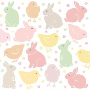 Servietten 33x33cm  Hops + Pieps pastell, Atelier 20er, 3lagig, Braun & Company