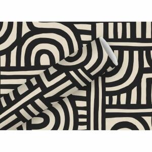 Geschenkpapier 2mx70cm  Kraft Labyrinth schwarz, By Nature, Braun & Company