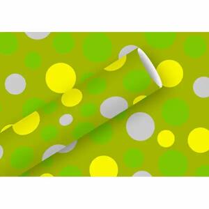 Geschenkpapier 70cmx1,5m  Bubbles grün gelb, Braun & Company