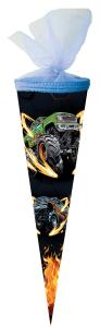 Nestler Schultüte Tüllv. 50 cm rund Monstertruck on Fire