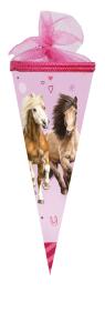 Nestler Schultüte Tüllv. 22 cm rund Pferdefr3 Copp