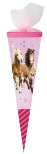 Nestler Schultüte Tüllv. 50 cm rund Pferdefr3 Copp