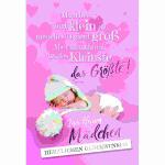Glückwunschkarte  zum Mädchen rosa, schlafend
