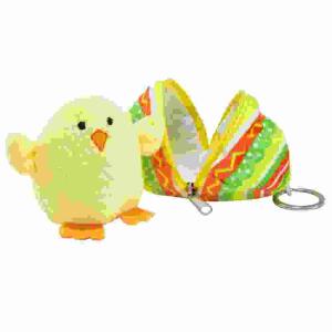 Friends2Go Mini-Plüsch  Küken im Ei 9cm, Plüschtier in Plüschei mit Reißverschluss