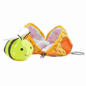 Friends2Go Mini-Plüsch  Biene im Ei 9cm, Plüschtier in Plüschei mit Reißverschluss