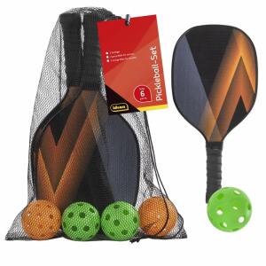 Idena Pickleball-Set 2  Schläger 4 Bälle FSC100%, 6-teiliges Set: 2 Schläger aus Holz, (FSC 100%), 4 Bälle:, 2 für Innen, 2 für Außen