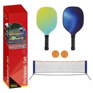Idena Pickleball-Set Netz  2x Schläger/Bälle FSC100%, 5-teiliges Set: 1 Netz, 2 Schläger aus Holz, (FSC 100%), 2, Bälle: 1 für Innen, 1 für Außen