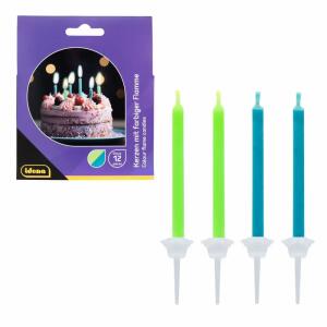 Idena Kerzen mit bunter  Flamme blau/grün 12er