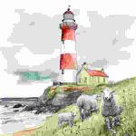 Servietten 33x33cm  Lighthouse & Sheep, 3-lagig, 20er