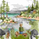 Servietten 33x33cm  Lakeside Fishing, 3-lagig, 20er