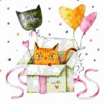 Servietten 33x33cm  Happy Birthday Cat, 3-lagig, 20er