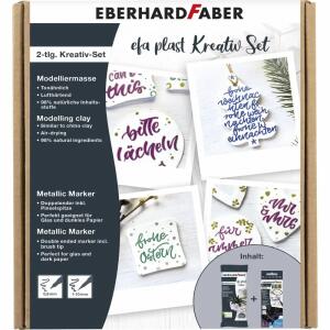 Kreativ Set EFA Plast  6x Metallic Marker Duo,, 1x EFA Plast classic Modelliermasse weiß 500g,, EBERHARD FABER