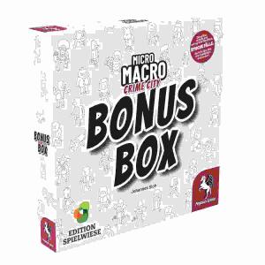 Brettspiel MicroMacro  Crime City Bonus Box, 14 Fälle mit 136 Spielkarten, ab 10 Jahren,, Pegasus Spiele
