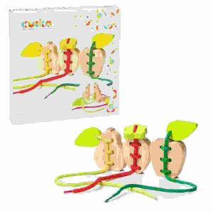 Fädelspiel Früchte  6teilig, 6xHolzteilen, 3xSchnüre