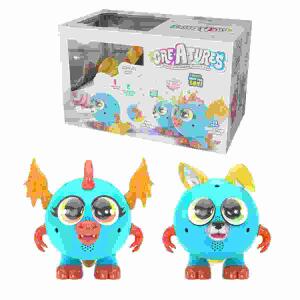 Cre-a-tures Monster  Drache & Welpe blau, bewegliches und sprechendes Monster, 14 austauschbare Teile,, 3xAAA Batterien enthalten, ab 3 Jahren