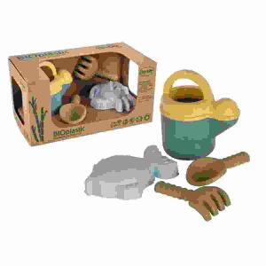 BIO Sand-Wasser-Set  4teilig in Geschenkbox, 4-teilig: Gießkanne, Sandform, Schaufel, Rechen
