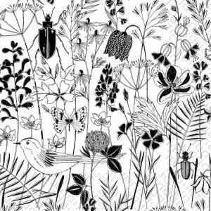 Servietten 33x33cm  Fiella schwarz, 3-lagig, 20 Stück,, stewo