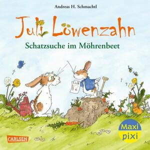 Maxi Pixi 435 Juli  Löwenzahn Schatzsuche, Juli Löwenzahn: Schatzsuche im Möhrenbeet, Softcover, 24 Seiten, Autor und Illustrator Andreas, Schmachtl, ab 36 Monaten, Carlsen Verlag
